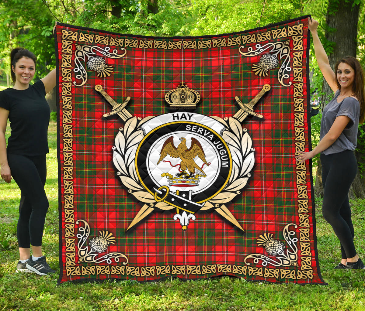 Hay Modern Tartan Crest Premium Quilt - Celtic Thistle Style