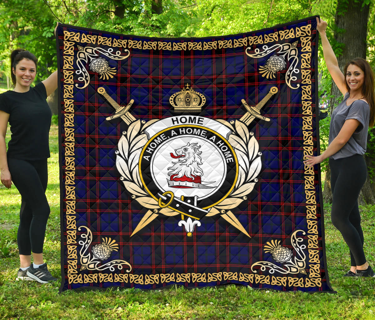 Home Modern Tartan Crest Premium Quilt - Celtic Thistle Style