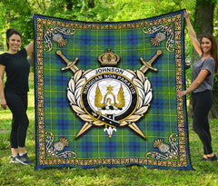 Johnson Ancient Tartan Crest Premium Quilt - Celtic Thistle Style