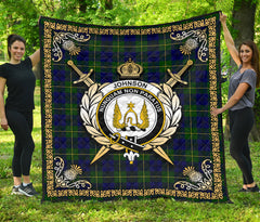 Johnson Modern Tartan Crest Premium Quilt - Celtic Thistle Style