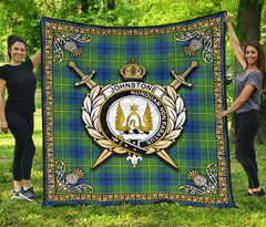 Johnstone Ancient Tartan Crest Premium Quilt - Celtic Thistle Style