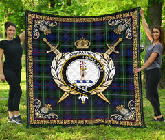 Kirkpatrick Tartan Crest Premium Quilt - Celtic Thistle Style