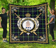 Lamont Modern Tartan Crest Premium Quilt - Celtic Thistle Style