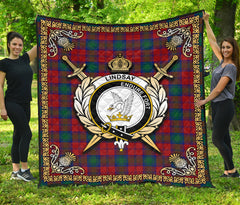 Lindsay Modern Tartan Crest Premium Quilt - Celtic Thistle Style