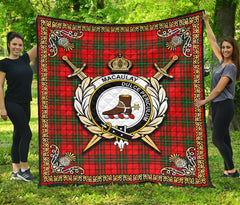 MacAulay Modern Tartan Crest Premium Quilt - Celtic Thistle Style