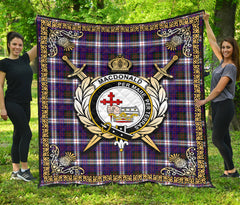 MacDonald Dress Modern Tartan Crest Premium Quilt - Celtic Thistle Style