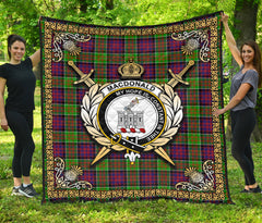 MacDonald (Clan Ranald) Tartan Crest Premium Quilt - Celtic Thistle Style