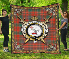 MacDougall Ancient Tartan Crest Premium Quilt - Celtic Thistle Style