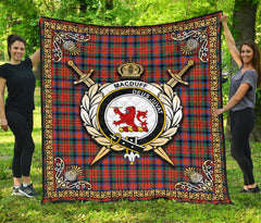 MacDuff Ancient Tartan Crest Premium Quilt - Celtic Thistle Style