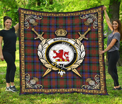 MacDuff Hunting Modern Tartan Crest Premium Quilt - Celtic Thistle Style