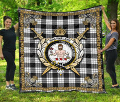 MacFarlane Black _ White Tartan Crest Premium Quilt - Celtic Thistle Style