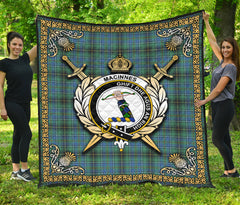 MacInnes Ancient Tartan Crest Premium Quilt - Celtic Thistle Style