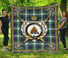 MacKenzie Dress Modern Tartan Crest Premium Quilt - Celtic Thistle Style