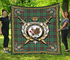 MacKinnon Hunting Ancient Tartan Crest Premium Quilt - Celtic Thistle Style