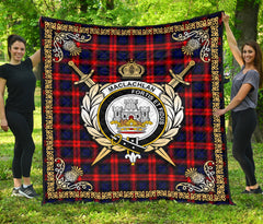 MacLachlan Modern Tartan Crest Premium Quilt - Celtic Thistle Style