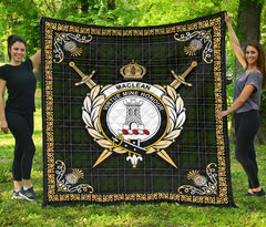 MacLean Hunting Tartan Crest Premium Quilt - Celtic Thistle Style