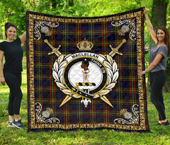 MacLellan Modern Tartan Crest Premium Quilt - Celtic Thistle Style