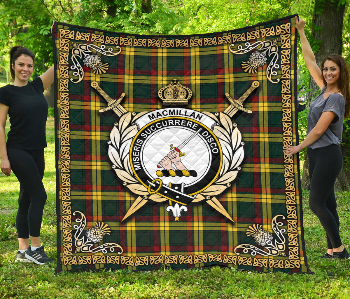 MacMillan Old Modern Tartan Crest Premium Quilt - Celtic Thistle Style