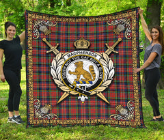 MacPherson Ancient Tartan Crest Premium Quilt - Celtic Thistle Style