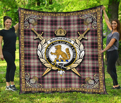 MacPherson Hunting Ancient Tartan Crest Premium Quilt - Celtic Thistle Style