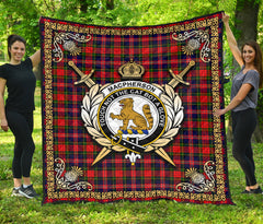 MacPherson Modern Tartan Crest Premium Quilt - Celtic Thistle Style