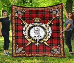 MacQueen Modern Tartan Crest Premium Quilt - Celtic Thistle Style