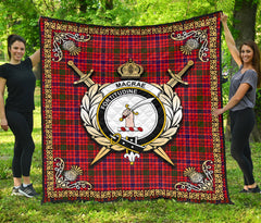 MacRae Modern Tartan Crest Premium Quilt - Celtic Thistle Style