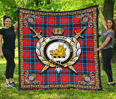 MacTavish Modern Tartan Crest Premium Quilt - Celtic Thistle Style