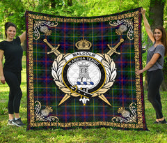 Malcolm Tartan Crest Premium Quilt - Celtic Thistle Style