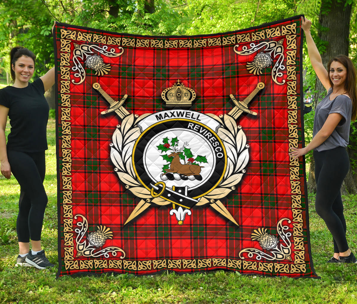 Maxwell Modern Tartan Crest Premium Quilt - Celtic Thistle Style