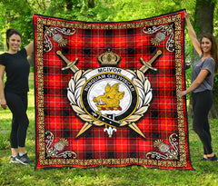 McIvor Tartan Crest Premium Quilt - Celtic Thistle Style