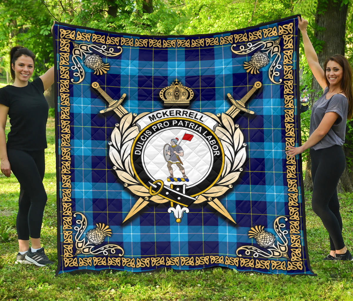 McKerrell Tartan Crest Premium Quilt - Celtic Thistle Style