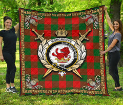 Moncreiffe (or Moncreiff) Tartan Crest Premium Quilt - Celtic Thistle Style