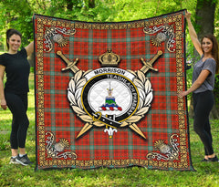 Morrison Red Ancient Tartan Crest Premium Quilt - Celtic Thistle Style