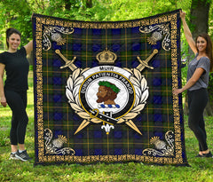 Muir Tartan Crest Premium Quilt - Celtic Thistle Style