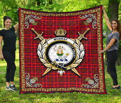 Murray (of Dysart) Tartan Crest Premium Quilt - Celtic Thistle Style