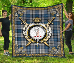 Napier Modern Tartan Crest Premium Quilt - Celtic Thistle Style