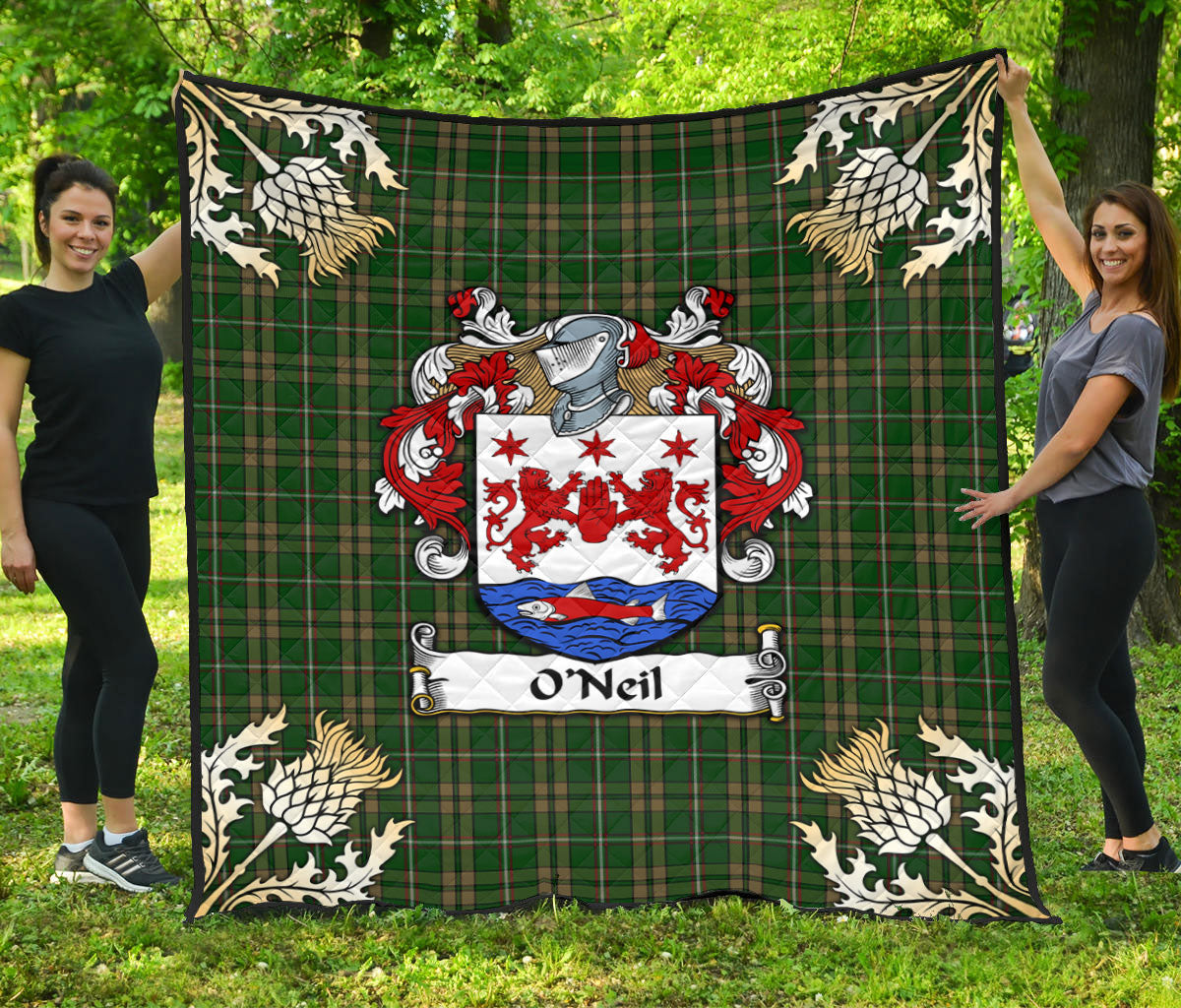 O'Neil Tartan Crest Premium Quilt - Gold Thistle Style