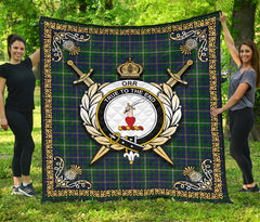 Orr Tartan Crest Premium Quilt - Celtic Thistle Style