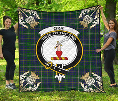 Orr Tartan Crest Premium Quilt - Gold Thistle Style