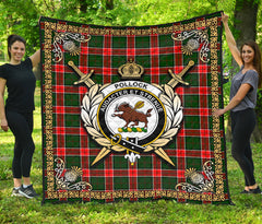 Pollock Tartan Crest Premium Quilt - Celtic Thistle Style