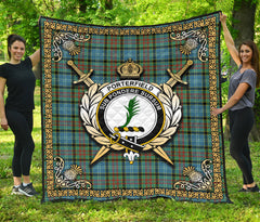 Porterfield Tartan Crest Premium Quilt - Celtic Thistle Style