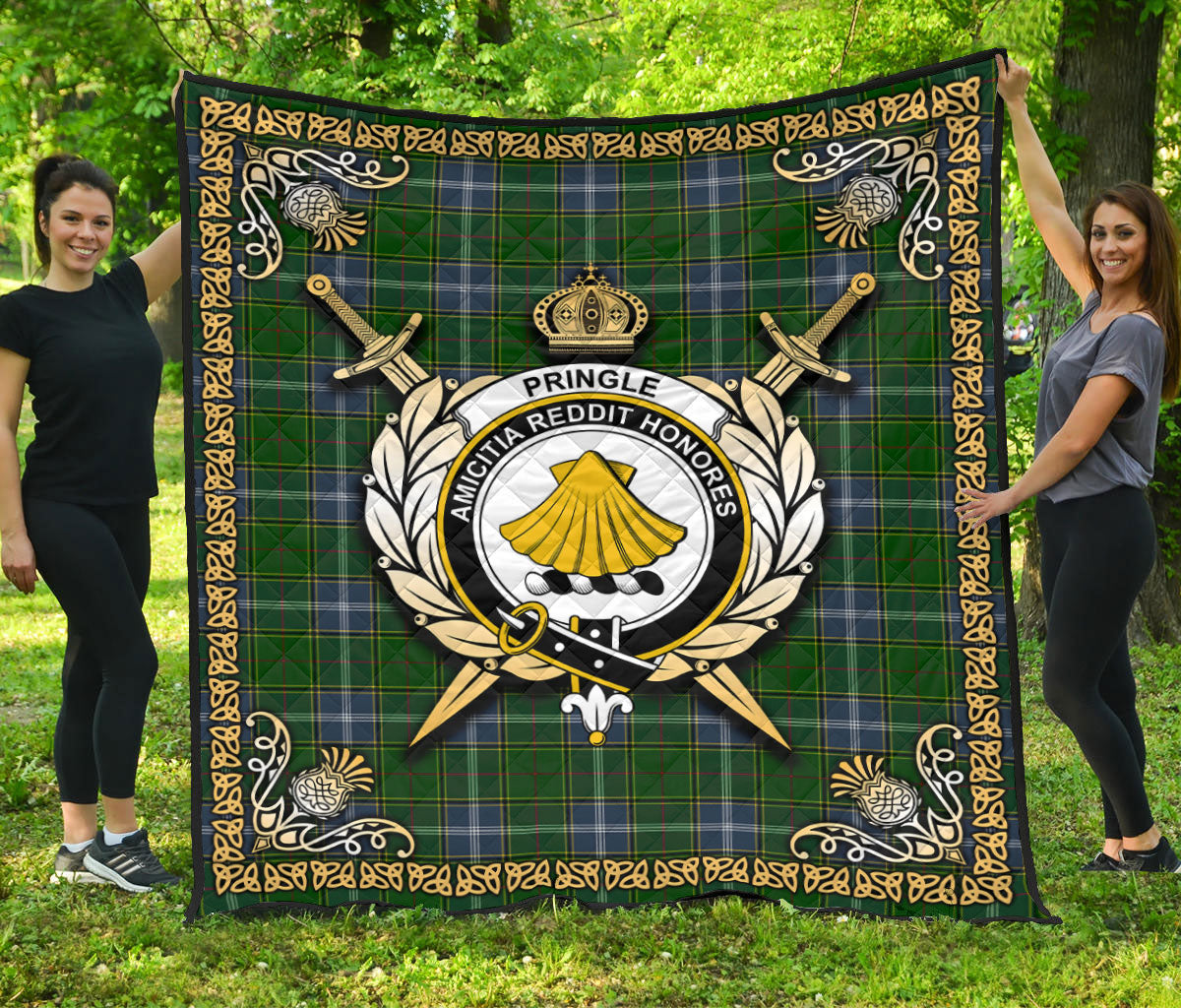 Pringle Tartan Crest Premium Quilt - Celtic Thistle Style