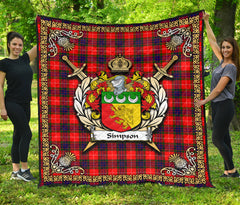 Simpson Tartan Crest Premium Quilt - Celtic Thistle Style