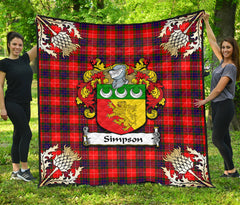 Simpson Tartan Crest Premium Quilt - Gold Thistle Style