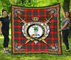 Somerville Tartan Crest Premium Quilt - Celtic Thistle Style