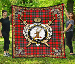 Spens (or Spence) Tartan Crest Premium Quilt - Celtic Thistle Style