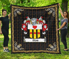 Stott Tartan Crest Premium Quilt - Celtic Thistle Style