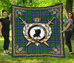 Turnbull Hunting Tartan Crest Premium Quilt - Celtic Thistle Style