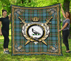 Walkinshaw Tartan Crest Premium Quilt - Celtic Thistle Style